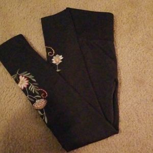 Black Leggings with Floral Sides